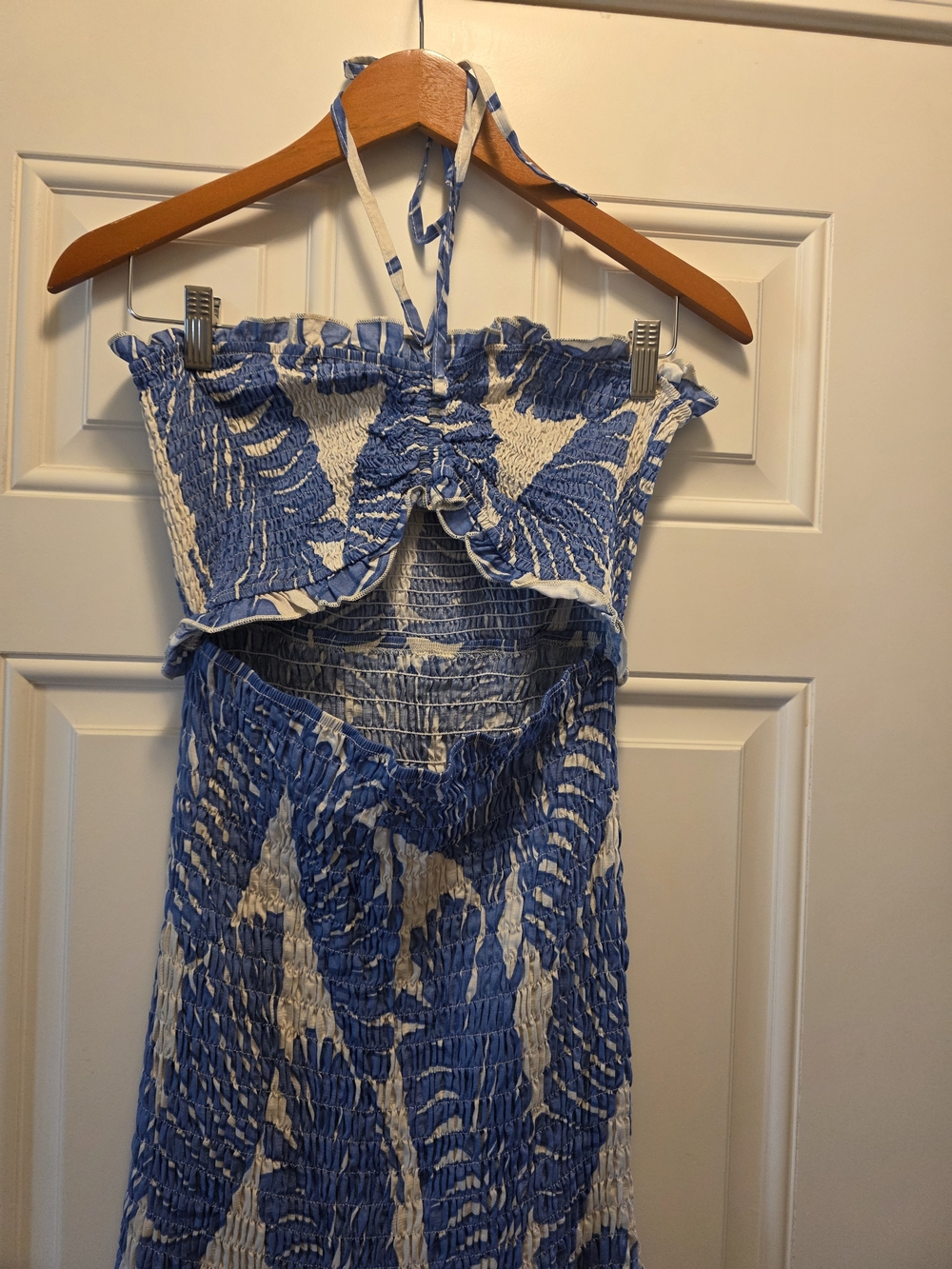 CHICME Floral Printed Tie Ruched Shirred Bandeau Slim Fit Ruffle Hem Dress.NWOT - Picture 6 of 6